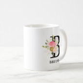 Mug Lettre Fleurie Monogramme Rose et Or (Devant droit)