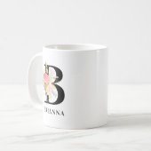 Mug Lettre Fleurie Monogramme Rose et Or (Devant gauche)