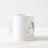 Mug LETTRE FLEURIE OR ACTUELLE A | Monogramme (Devant gauche)