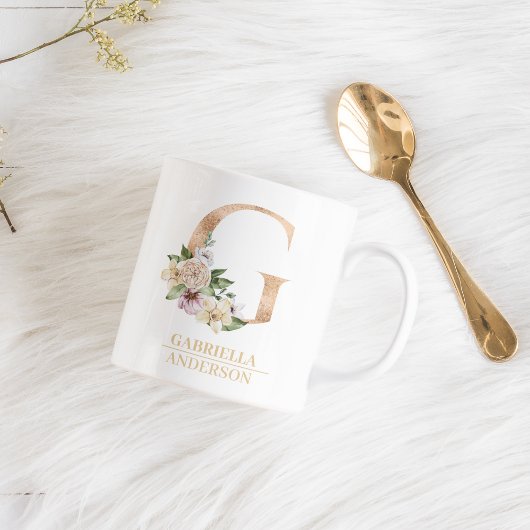 Mug LETTRE FLEURIE OR ACTUELLE G | Monogramme
