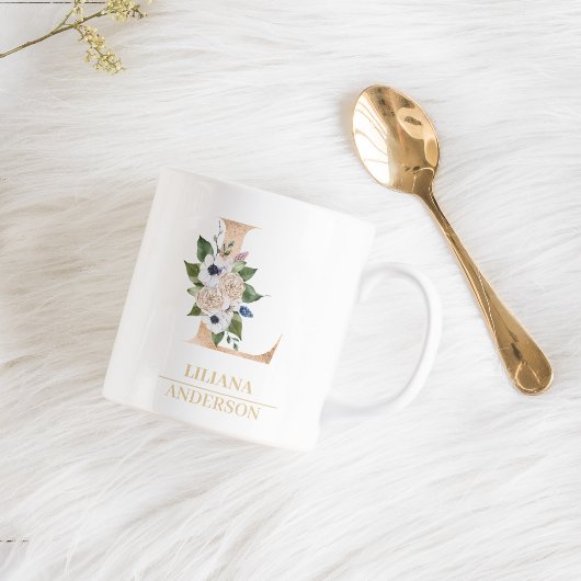 Mug LETTRE FLEURIE OR ACTUELLE L | Monogramme