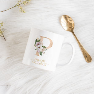 Mug LETTRE FLEURIE OR ACTUELLE P   Monogramme