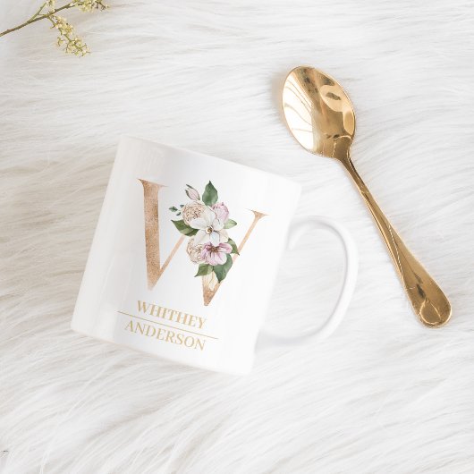 Mug LETTRE FLEURIE OR ACTUELLE W | Monogramme