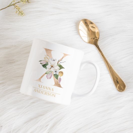 Mug LETTRE FLEURIE OR ACTUELLE X | Monogramme