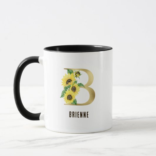 Mug LETTRE FLEUVE DE Tournesol B MONogramme (Gauche)