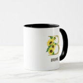 Mug LETTRE FLEUVE DE Tournesol B MONogramme (Devant droit)