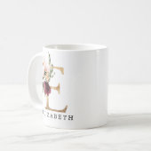 Mug LETTRE FLEUVE ROUGE ET BOURMANDE Élégante E (Devant gauche)