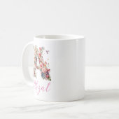 Mug Lettre florale art numérique /Monogramme (Devant gauche)
