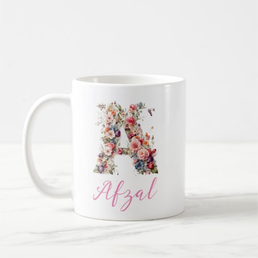 Mug Lettre florale art numérique /Monogramme (Gauche)