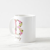 Mug Lettre florale B monogramme personnalisé (Devant gauche)