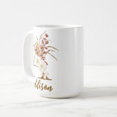 Mug Lettre florale boho A Monogramme Cadeau de mariage (Devant gauche)