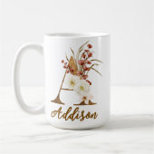 Mug Lettre florale boho A Monogramme Cadeau de mariage (Gauche)