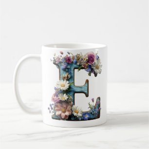 Mug Lettre Florale Botanique Vintage E