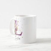 Mug LETTRE Florale BURMANDE ROSE LIGNE L MONÂTRE (Devant gauche)
