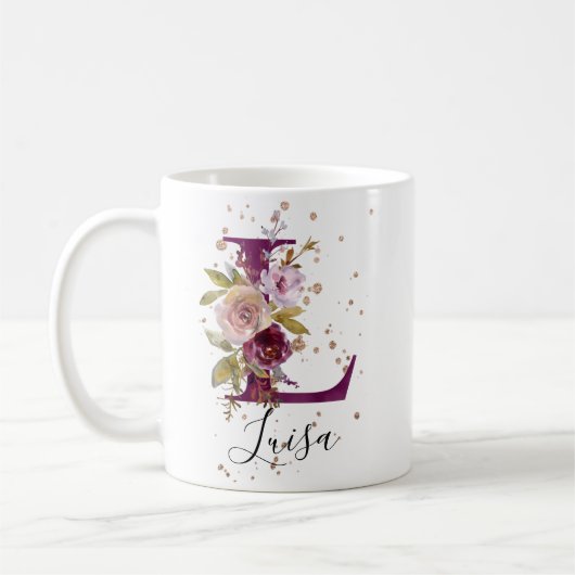Mug LETTRE Florale BURMANDE ROSE LIGNE L MONÂTRE (Gauche)