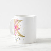 Mug LETTRE Florale CLAIRE ROSE CHAUD K MONogramme (Devant gauche)