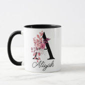 Mug Lettre florale Dusty Rose Mauve A Monogramme (Gauche)