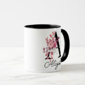 Mug Lettre florale Dusty Rose Mauve A Monogramme (Devant droit)