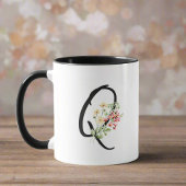 Mug Lettre florale élégante Q Script de typographie no