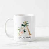 Mug LETTRE Florale et or rose pâle A Monogramme (Gauche)