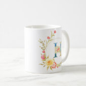 Mug Lettre florale initiale H cadre floral (Devant droit)