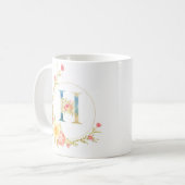 Mug Lettre florale initiale H cadre floral (Devant gauche)
