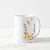 Mug Lettre florale initiale J cadre floral (Devant droit)