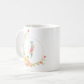 Mug Lettre florale initiale J cadre floral (Devant gauche)