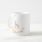 Mug Lettre florale initiale S cadre floral (Devant gauche)