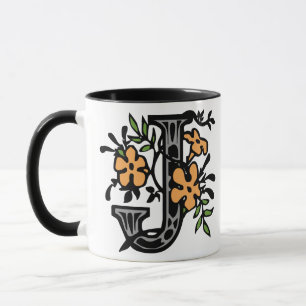 Mug Lettre florale J de monogramme