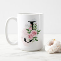 Lettre florale J – Monogramme pastel doux