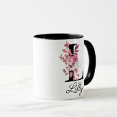 Mug Lettre florale L Monogramme Rose Dusté (Devant droit)