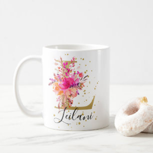 Mug LETTRE Florale Lumineuse Rose Chaud L MONO