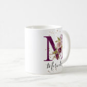 Mug LETTRE Florale M MONO ROUGE BOURG (Devant droit)