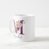 Mug LETTRE Florale M MONO ROUGE BOURG (Devant gauche)