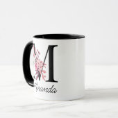 Mug Lettre florale M Monogramme Rose Dusty (Devant gauche)