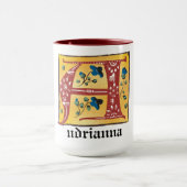 Mug Lettre Florale Médiévale Illuminée A Monogramme Mu (Centre)