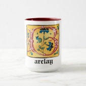 Mug Lettre Florale médiévale illuminée B Monogramme Mu (Centre)