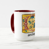 Mug Lettre Florale médiévale illuminée B Monogramme Mu (Devant gauche)
