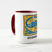 Mug LETTRE Florale Médiévale Illuminée S MONogramme Mu (Devant gauche)