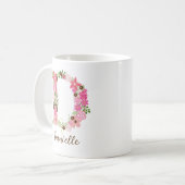 Mug LETTRE Florale MONGRAPHIQUE D PERSONNALISÉE (Devant gauche)