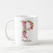 Mug LETTRE Florale MONGRAPHIQUE PERSONNALISÉE P (Gauche)