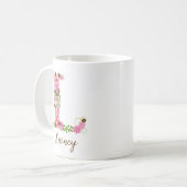 Mug Lettre florale monographique L personnalisée (Devant gauche)