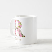 Mug LETTRE Florale MONOGRAPHIQUE PERSONNALISÉE R (Devant gauche)