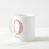 Mug Lettre florale O monogramme personnalisé (Devant gauche)