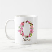 Mug Lettre florale O monogramme personnalisé (Gauche)