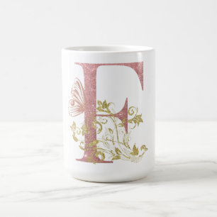 Mug LETTRE Florale Parties scintillant rose F 
