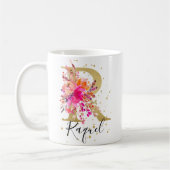 Mug LETTRE FLORALE PLEINE CHAUDE R MONogramme (Gauche)