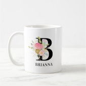 Mug Lettre florale rose et or Monogramme (Gauche)