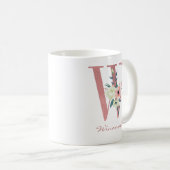 Mug Lettre Florale Rose Initiale W (Devant droit)